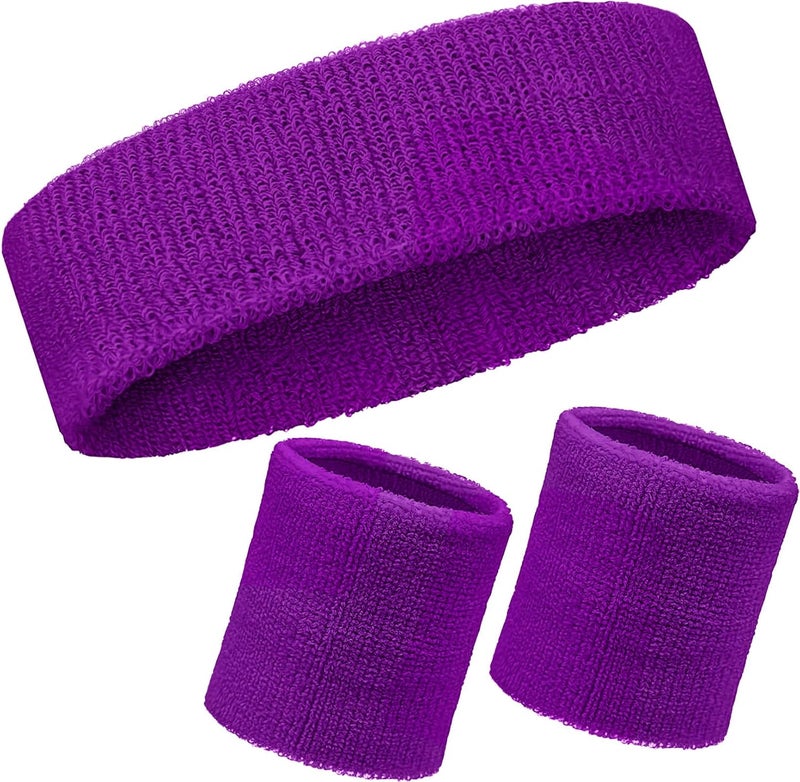 Mindow Neon Sweatbands Set, 80s Headband and Wristband Sweatbands for Women Men, Wicking Bands for Sports, Party Costume Accessories - Image 1
